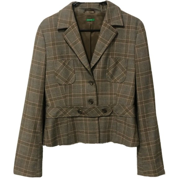 United Colors Of Benetton Jackets & Blazers - United Colors of Benetton Women's Blazer Plaid Size Medium EUC Gray Brown Pink
